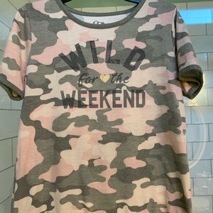 Girls Pink Camo Graphic T shirt